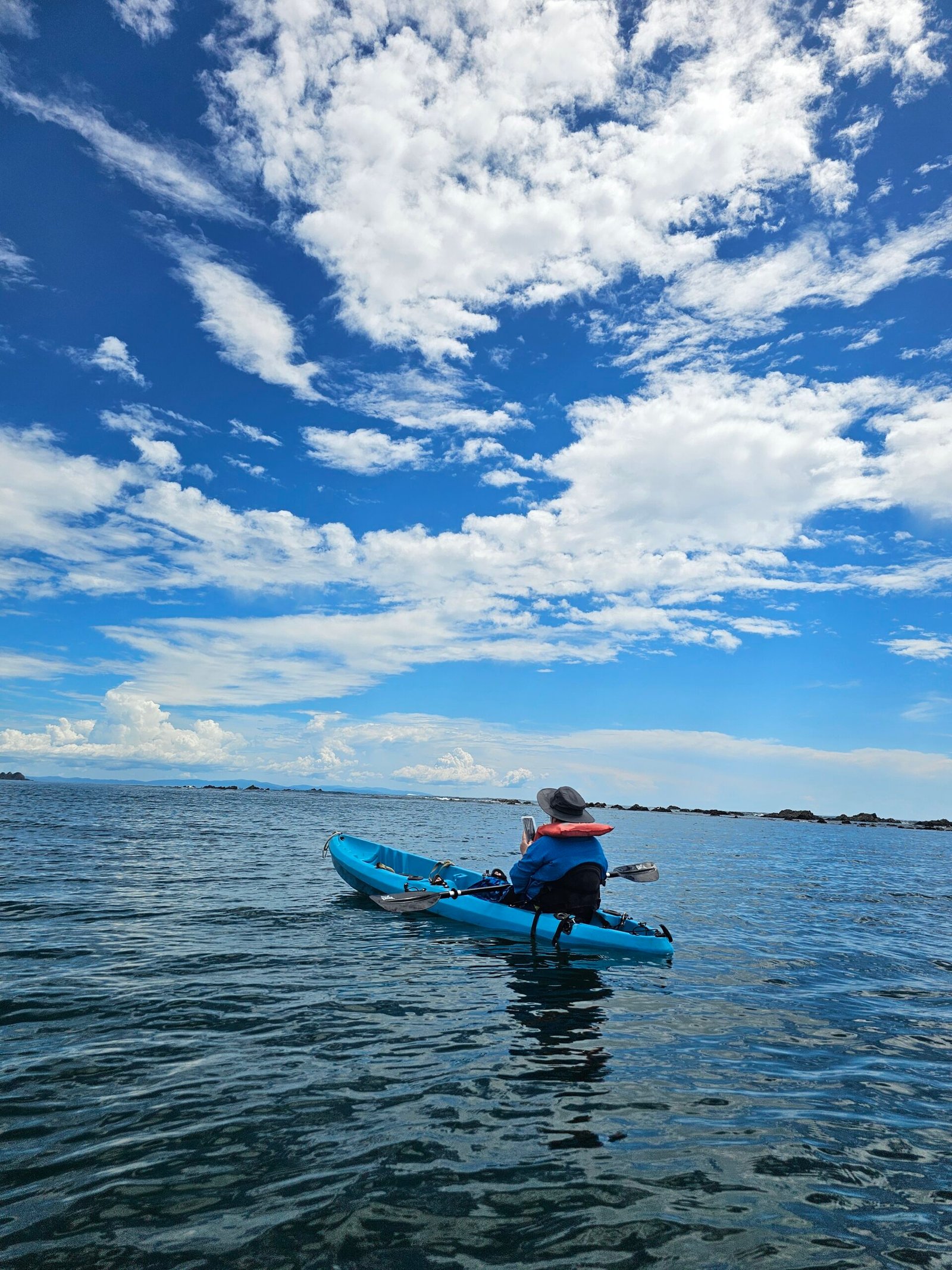 Solo sea kayaker exploring Marino Ballena National Park